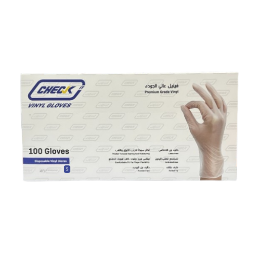 تشيك ات قفازات فينيل مقاس صغير 100 حبة